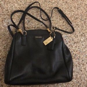 Black leather coach purse